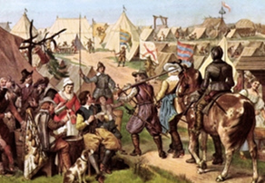 Gemälde eines Feldlagers im Dreißigjährigen Krieg